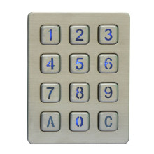 12 keys door locking brushed illuminated metallic numeric keypad